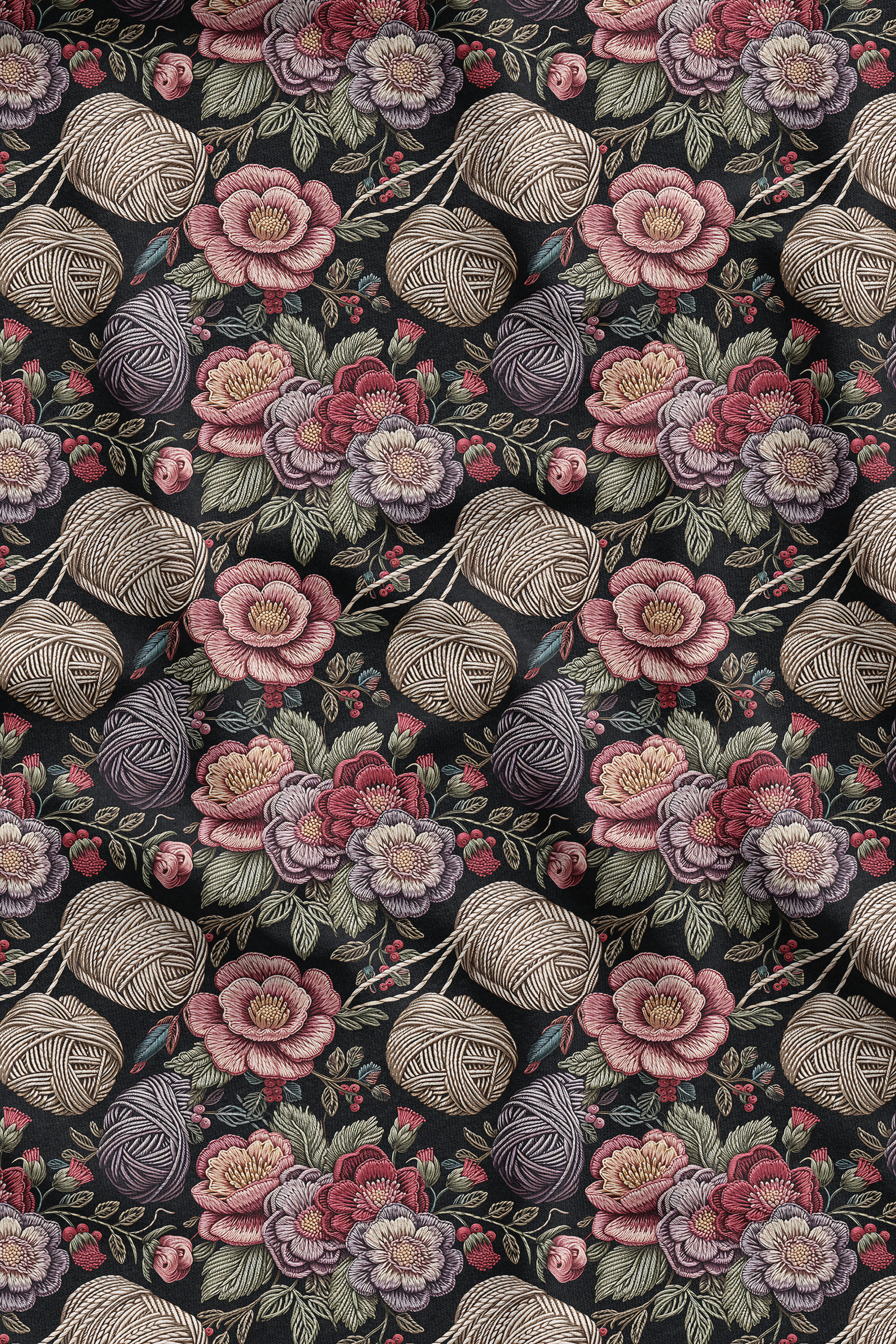 3D İplik Çiçek Desenli Dijital Baskılı Kumaş