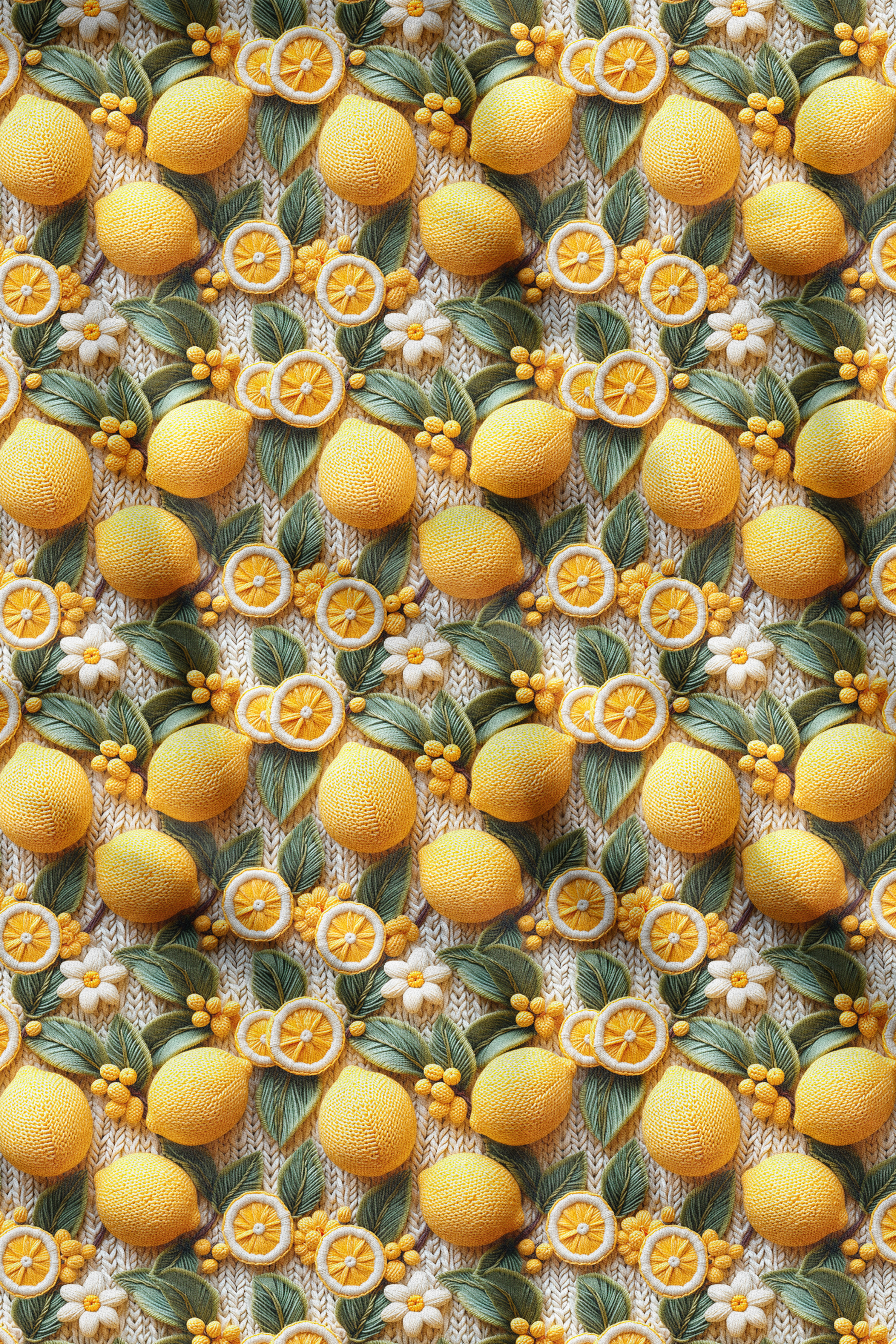 3D Limon Desenli Dijital Baskılı Kumaş