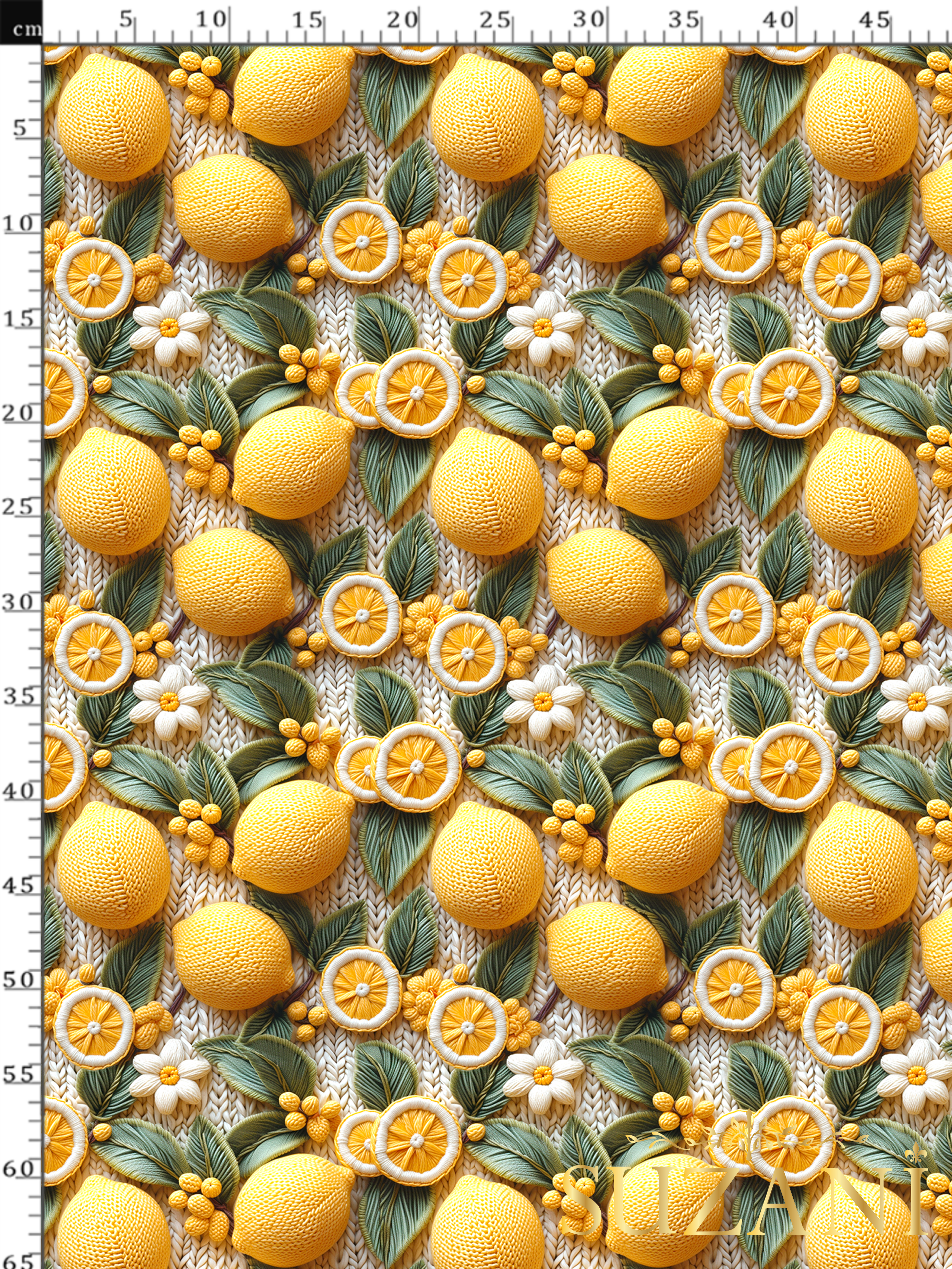 3D Limon Desenli Dijital Baskılı Kumaş