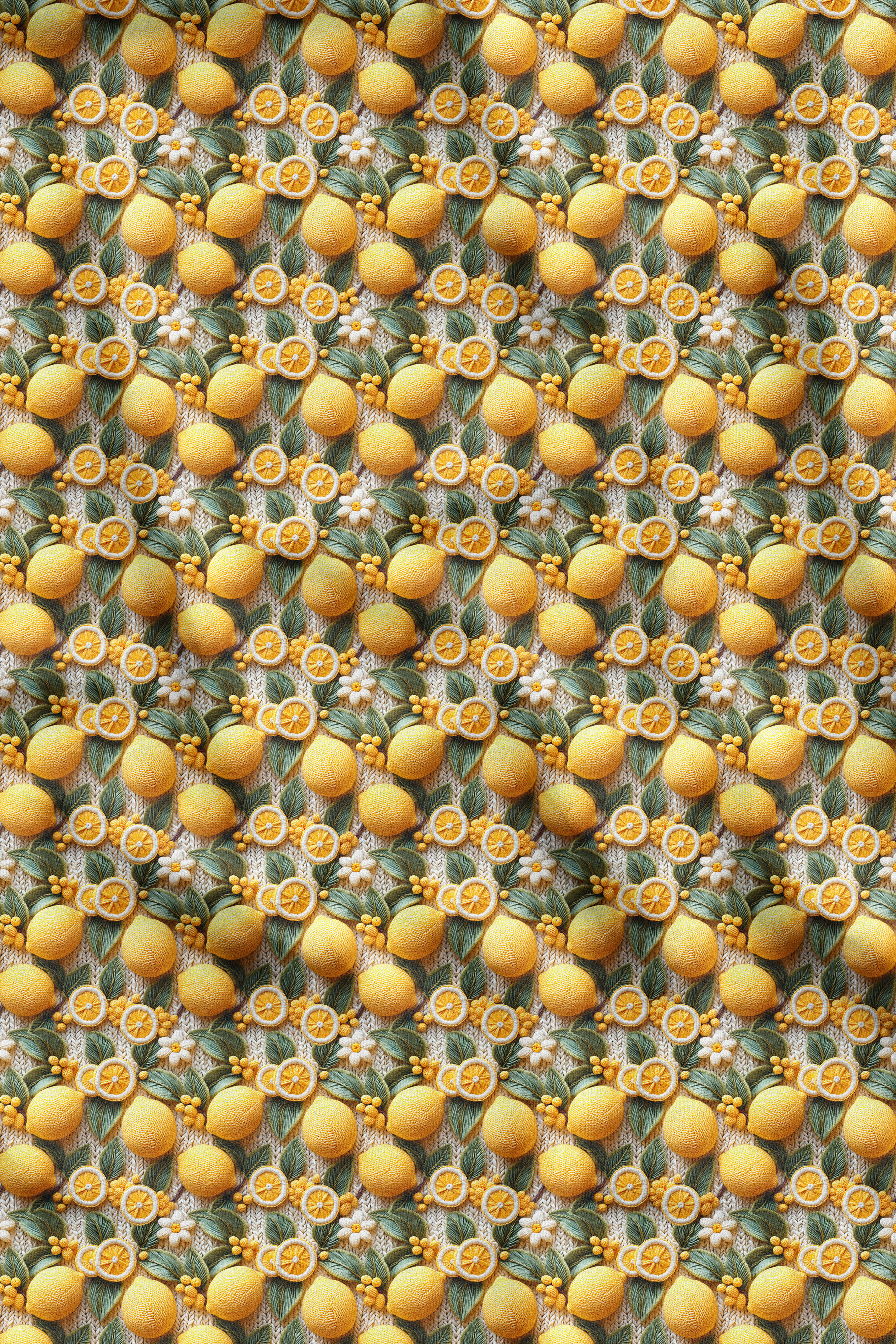 3D Limon Desenli Dijital Baskılı Kumaş