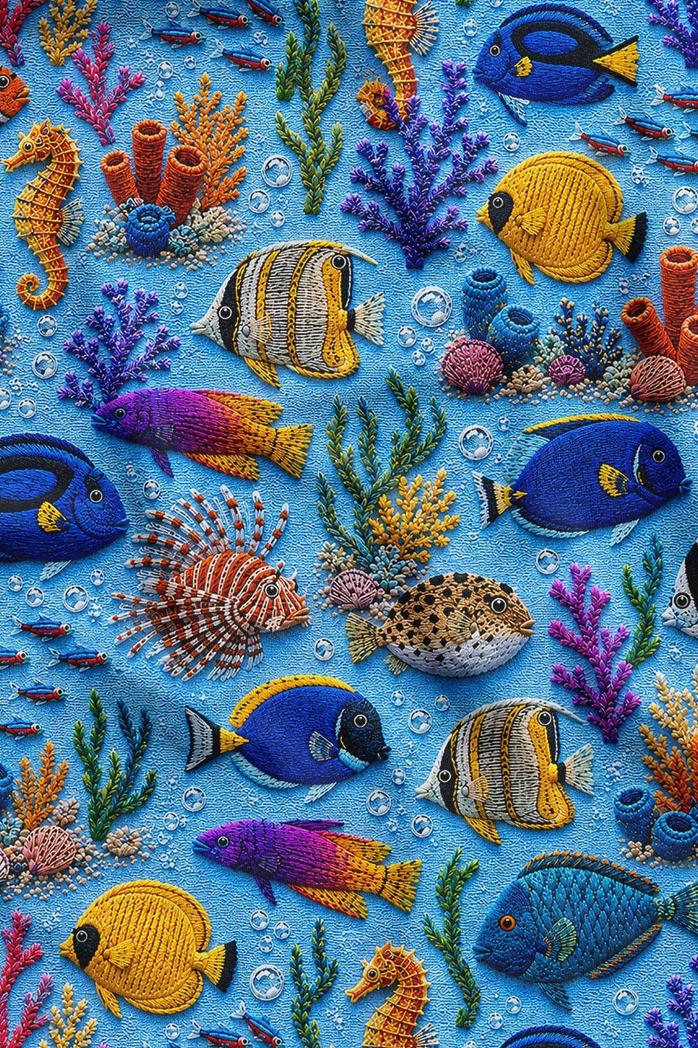 3D Okyanus Desenli Dijital Baskılı Kumaş