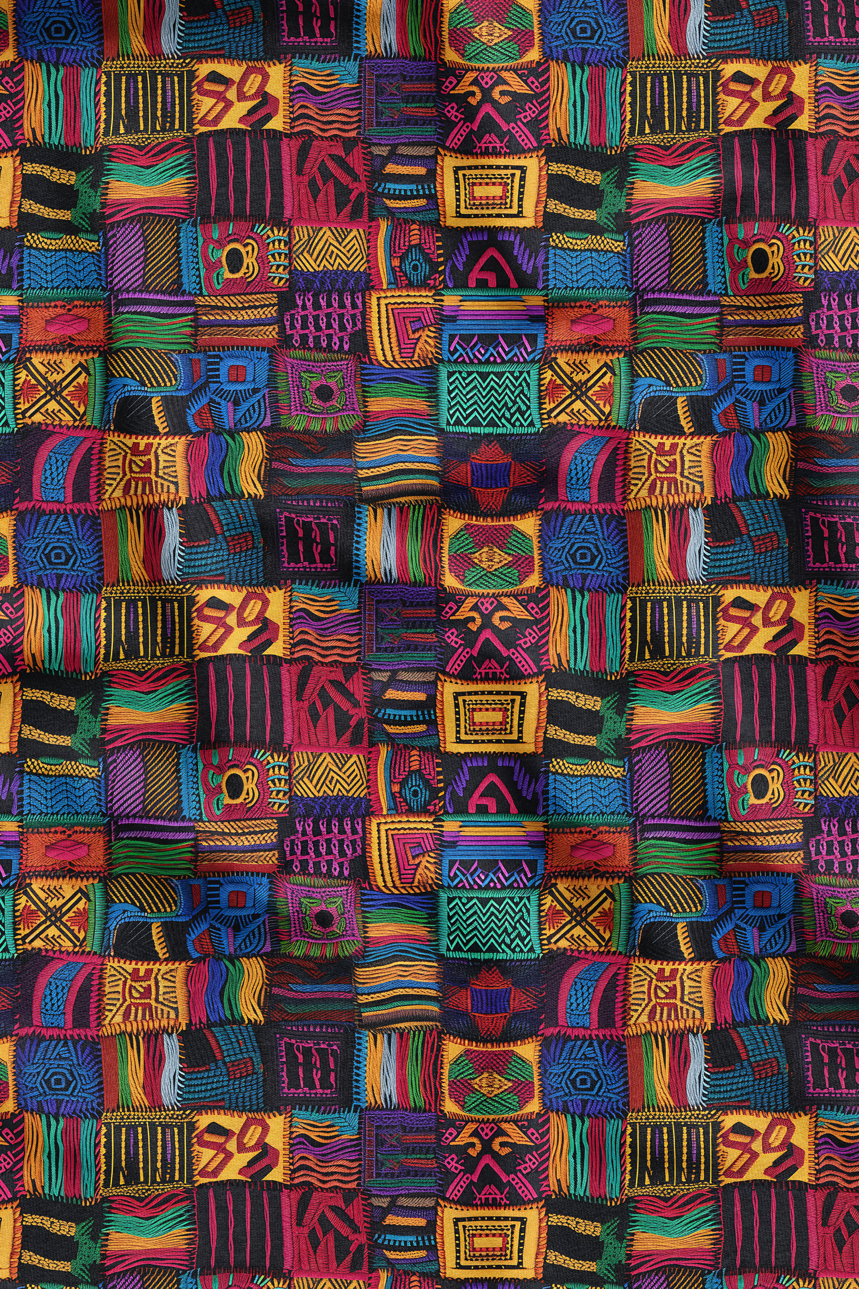 3D Renkli Patchwork Desenli Dijital Baskılı Kumaş