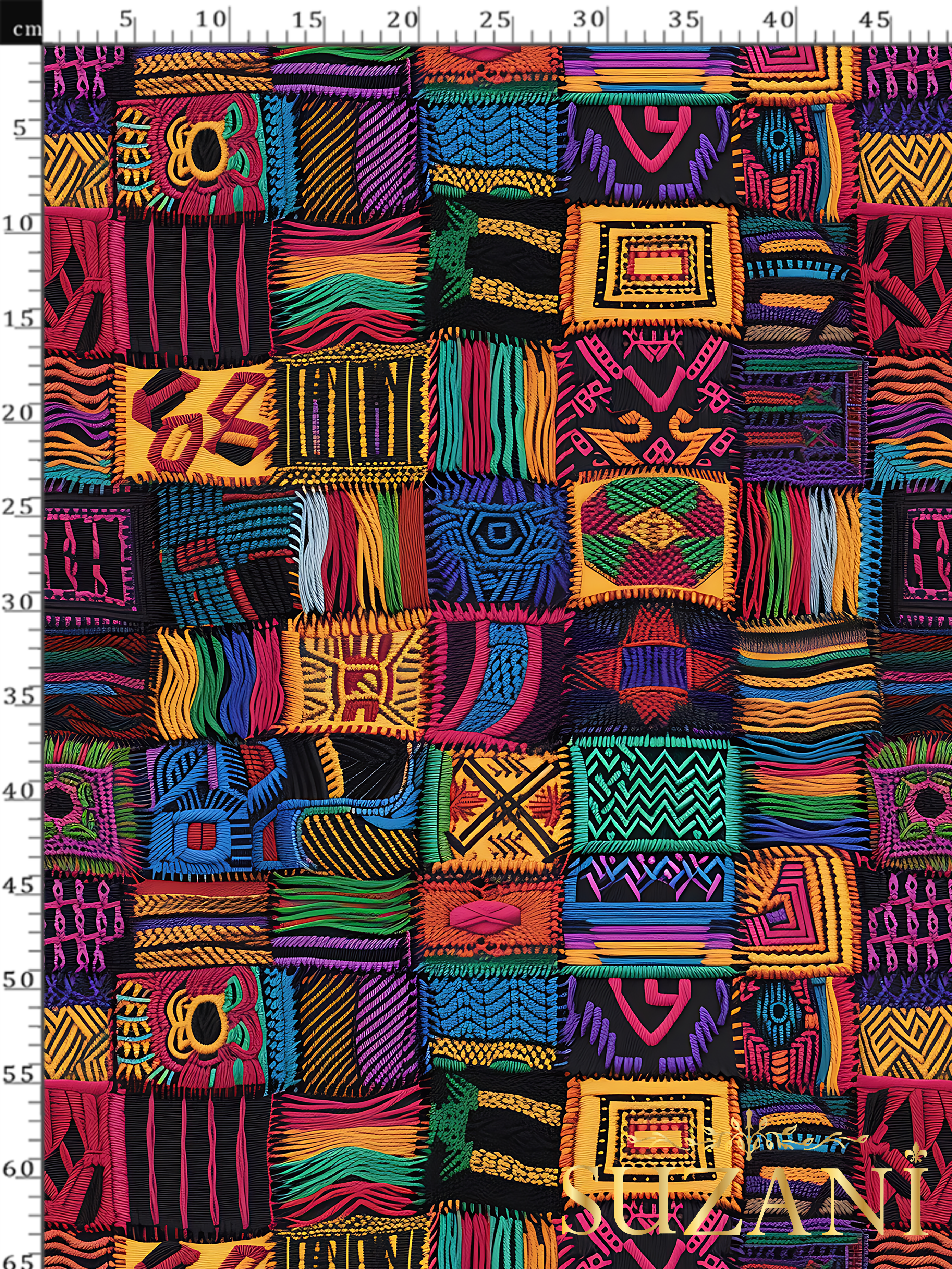 3D Renkli Patchwork Desenli Dijital Baskılı Kumaş