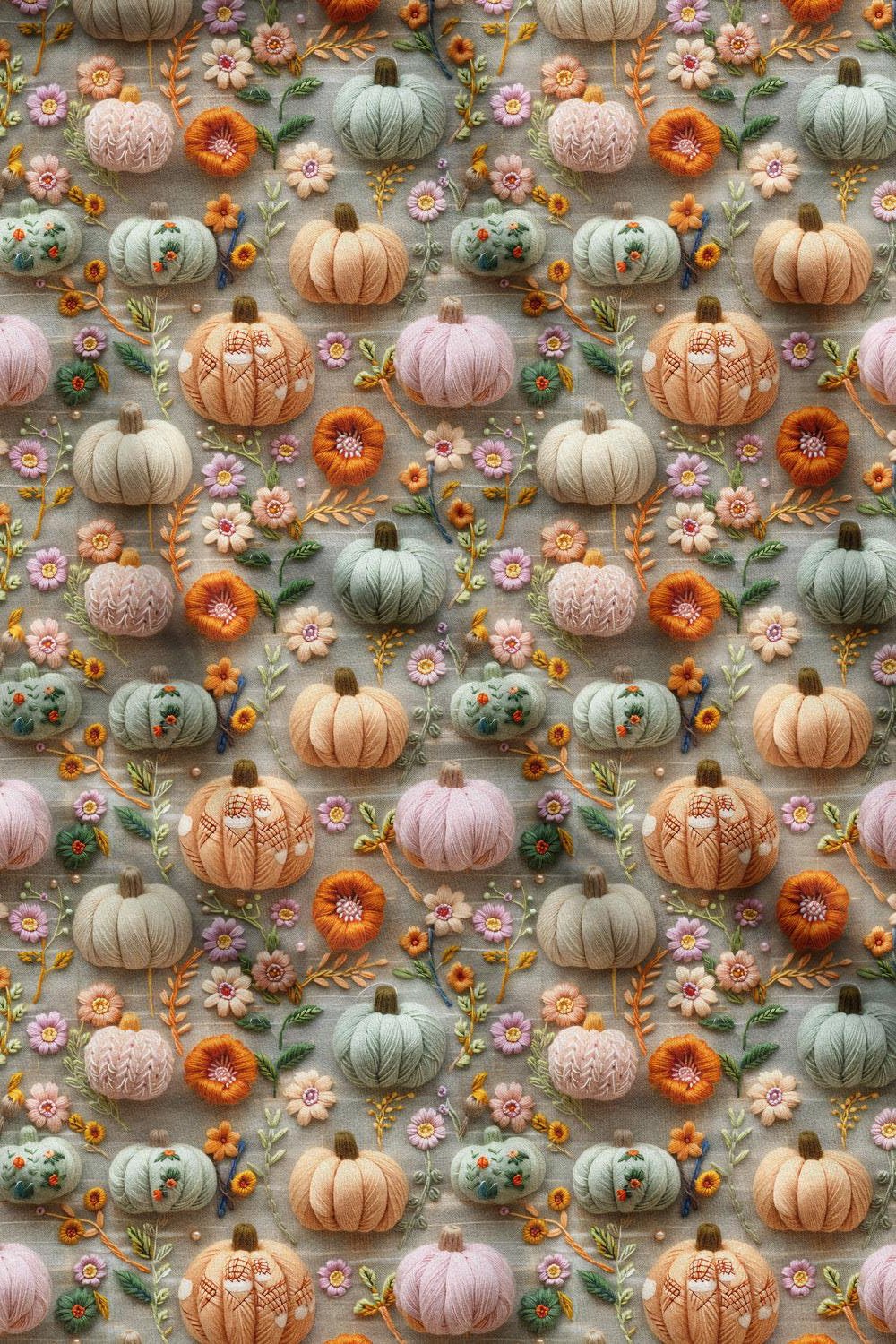 3D Sonbahar Balkabağı Desenli Dijital Baskılı Kumaş