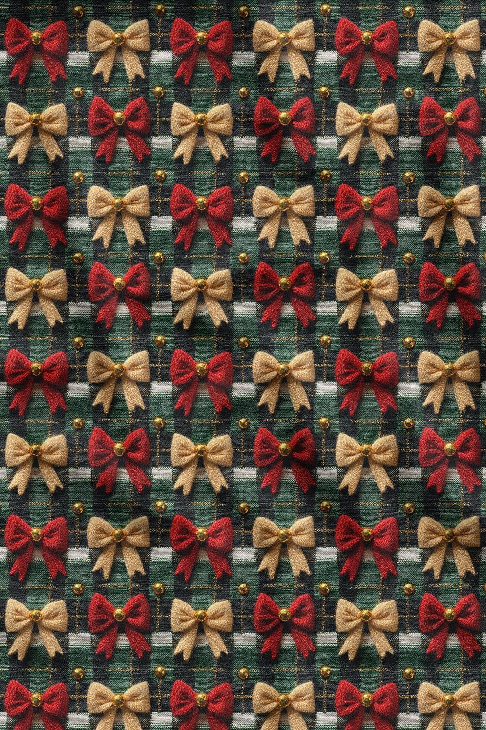 3D Yılbaşı Fiyonk Desenli Dijital Baskılı Kumaş