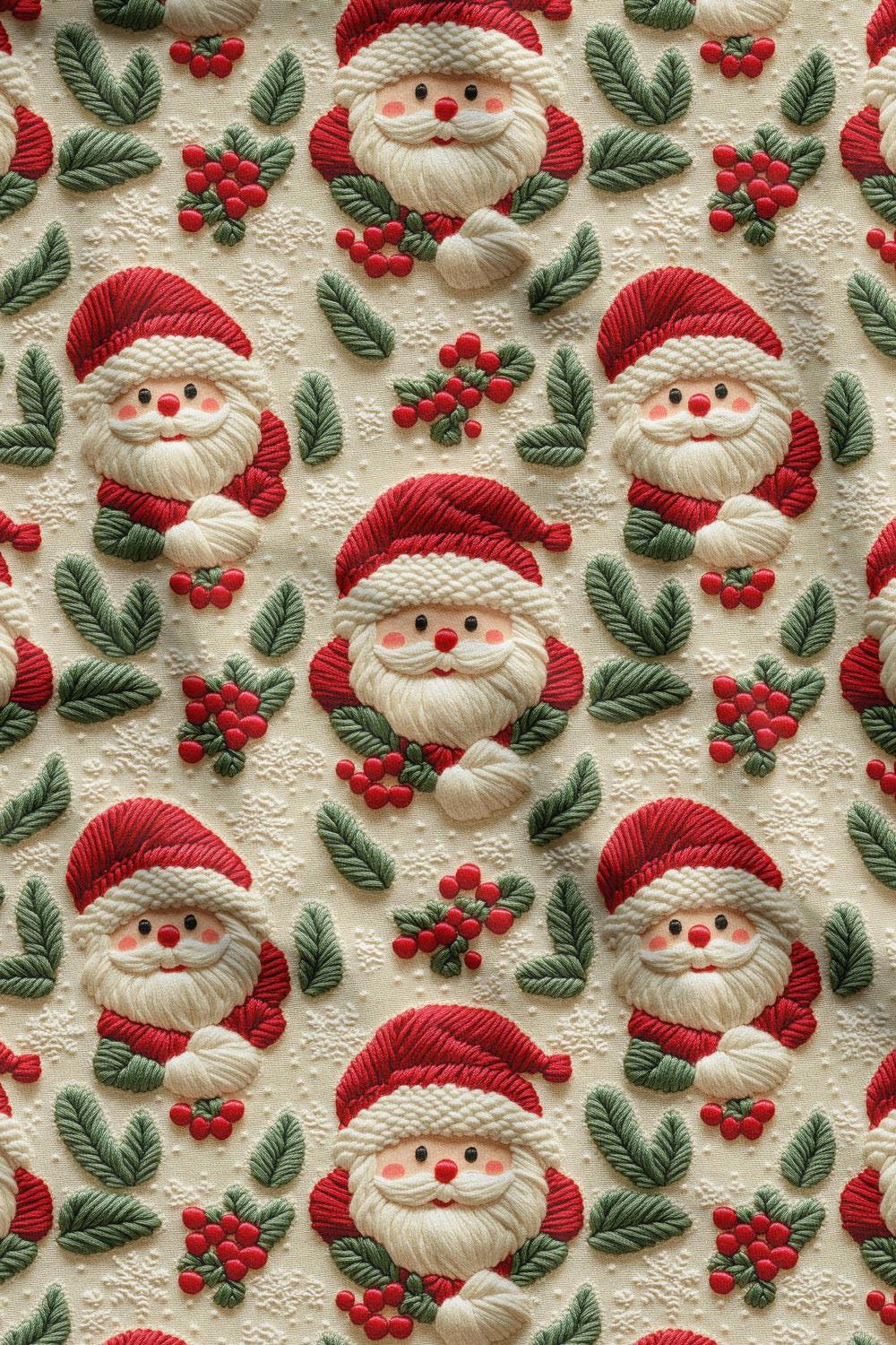 3D Yılbaşı Noel Baba Desenli Dijital Baskılı Kumaş