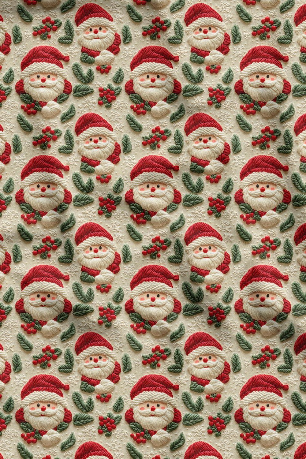 3D Yılbaşı Noel Baba Desenli Dijital Baskılı Kumaş