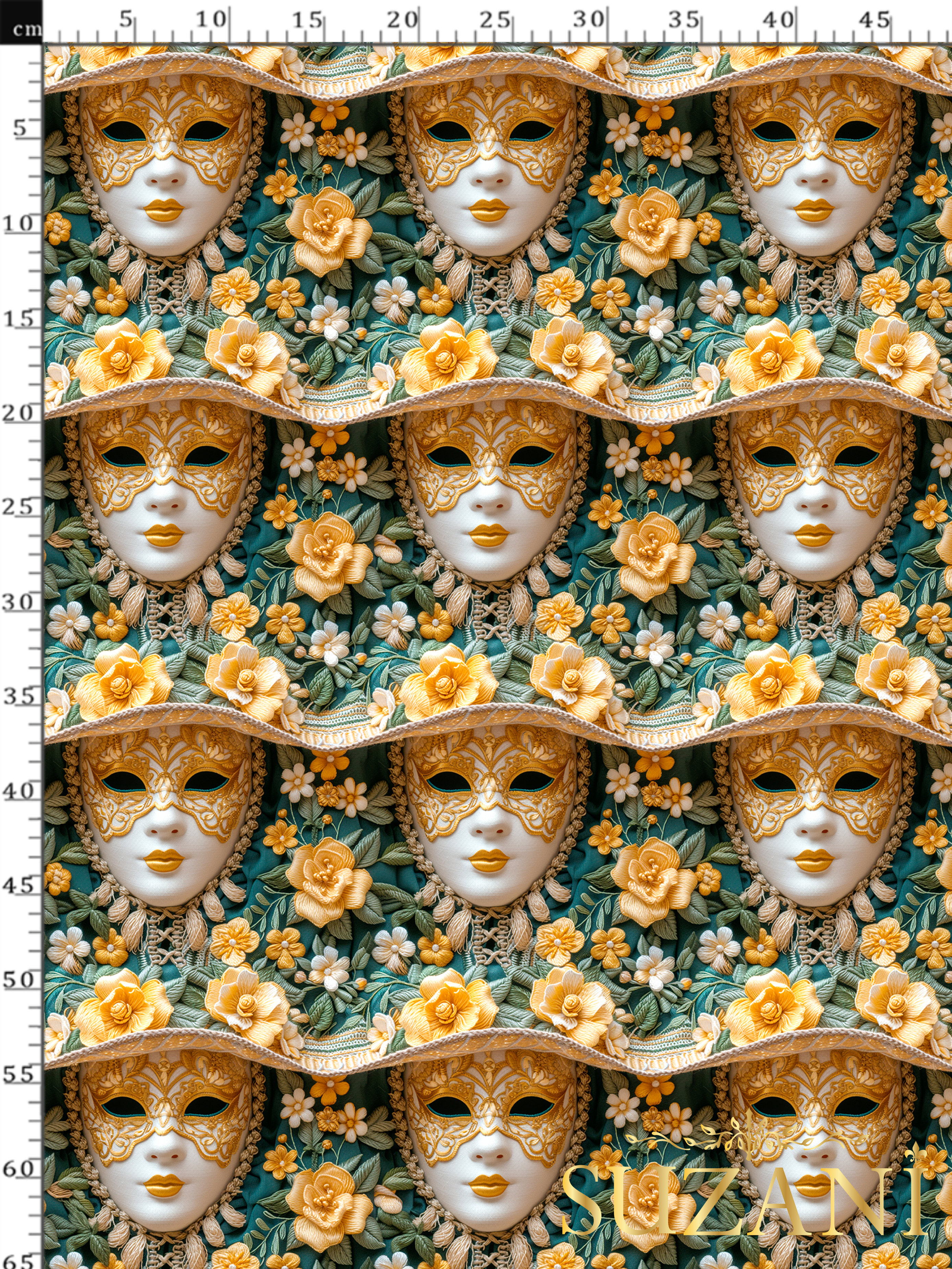 3D Yüzler Desenli Dijital Baskılı Kumaş