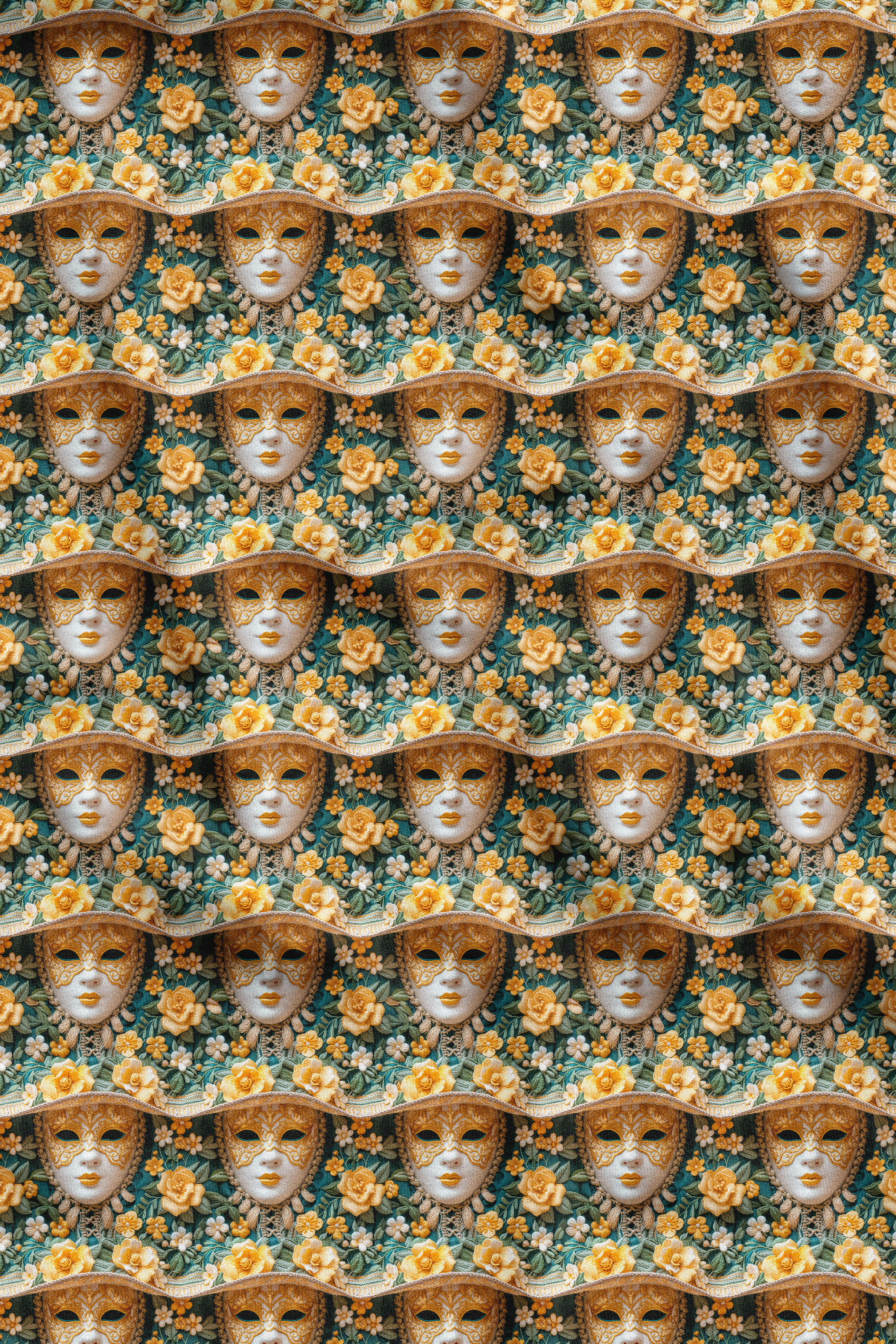 3D Yüzler Desenli Dijital Baskılı Kumaş