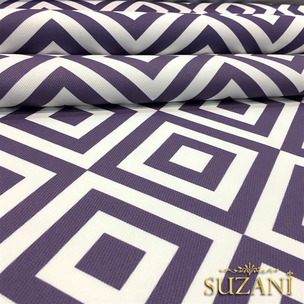 Açık Eflatun İç İçe Kareli Kumaş