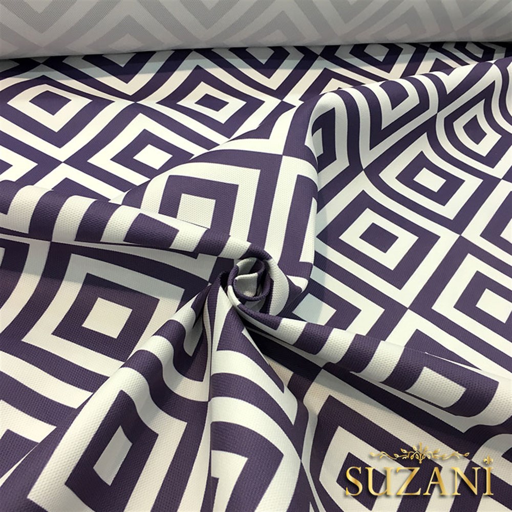 Açık Eflatun İç İçe Kareli Kumaş