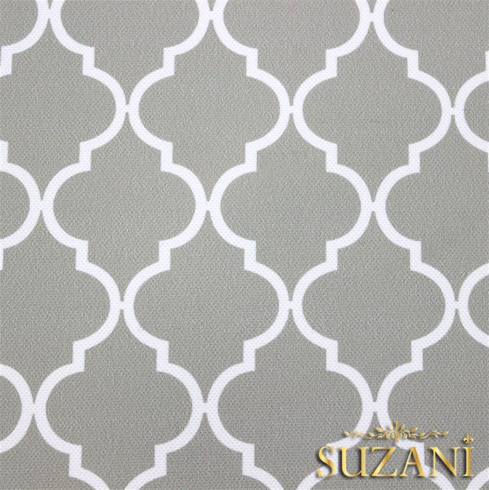 Açık Gri Zemin Üzeri Moroccan Desenli Kumaş