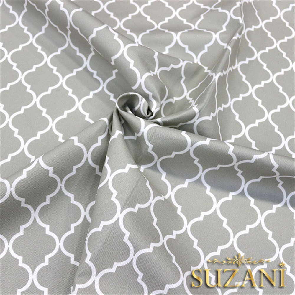 Açık Gri Zemin Üzeri Moroccan Desenli Kumaş