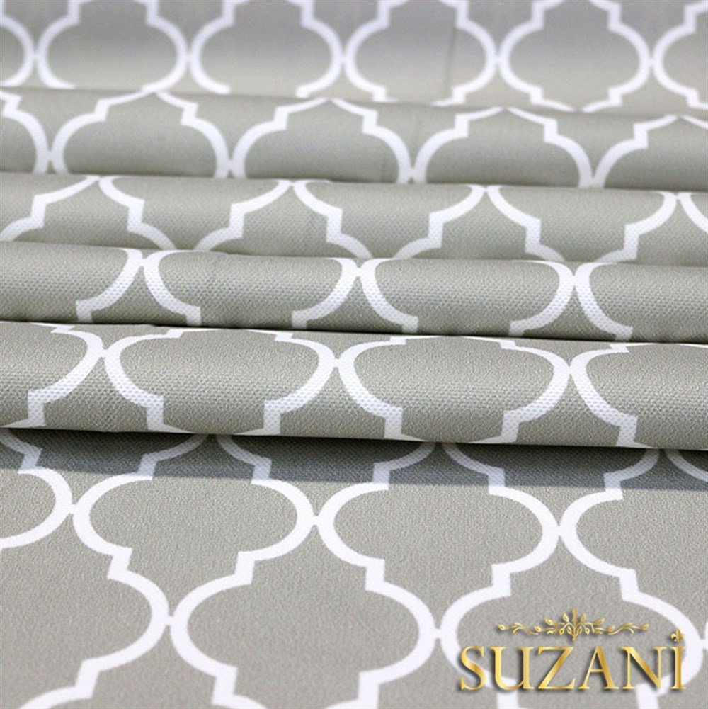 Açık Gri Zemin Üzeri Moroccan Desenli Kumaş