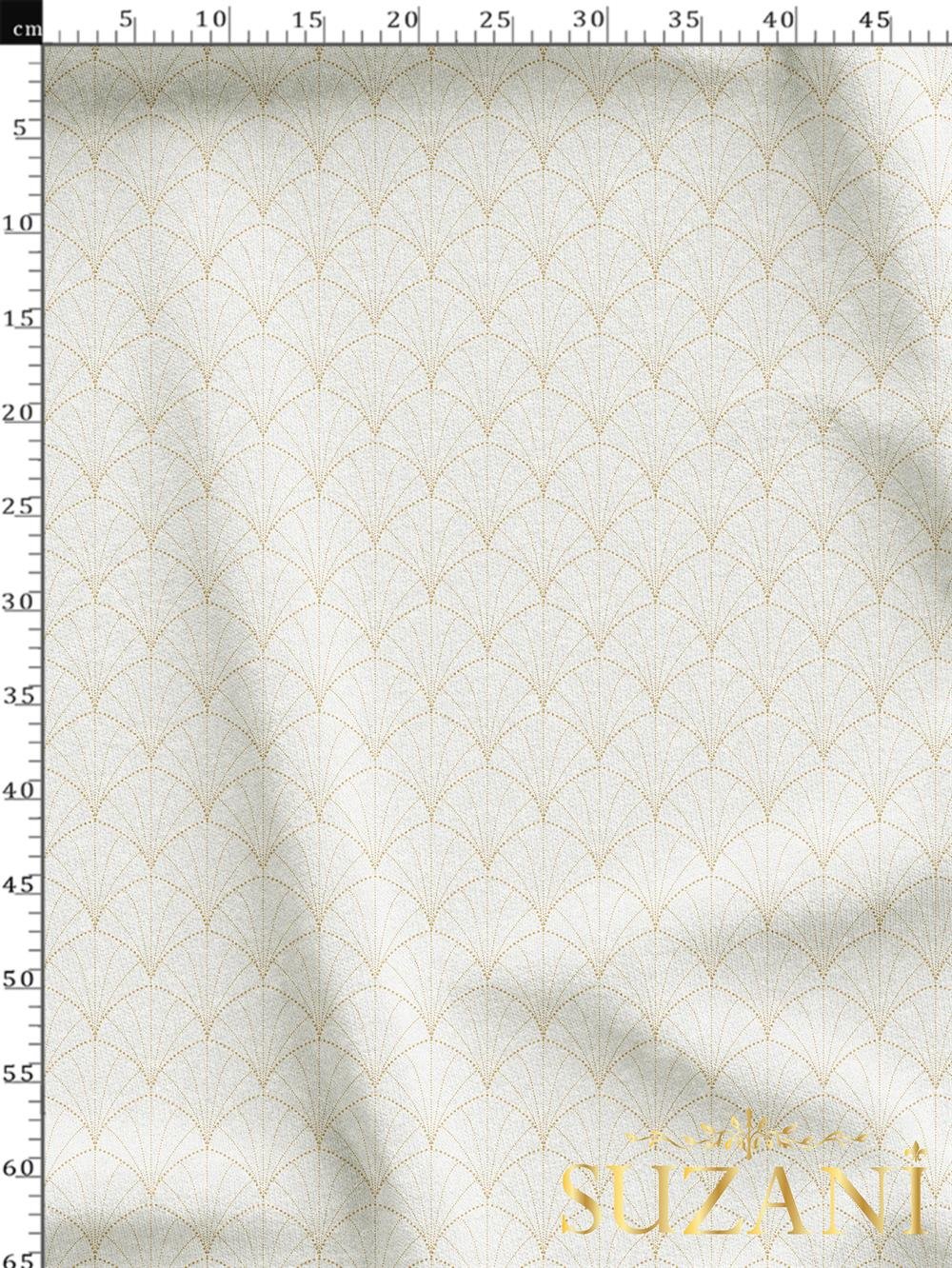 Altın Çizgili Geometrik Desenli Dijital Baskılı Kumaş