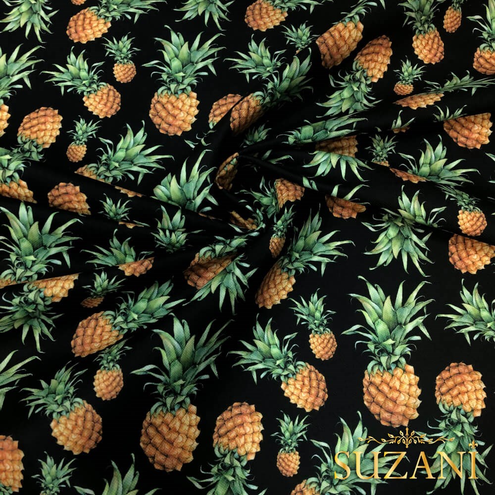 Ananas Desenli Dijital Baskılı Kumaş