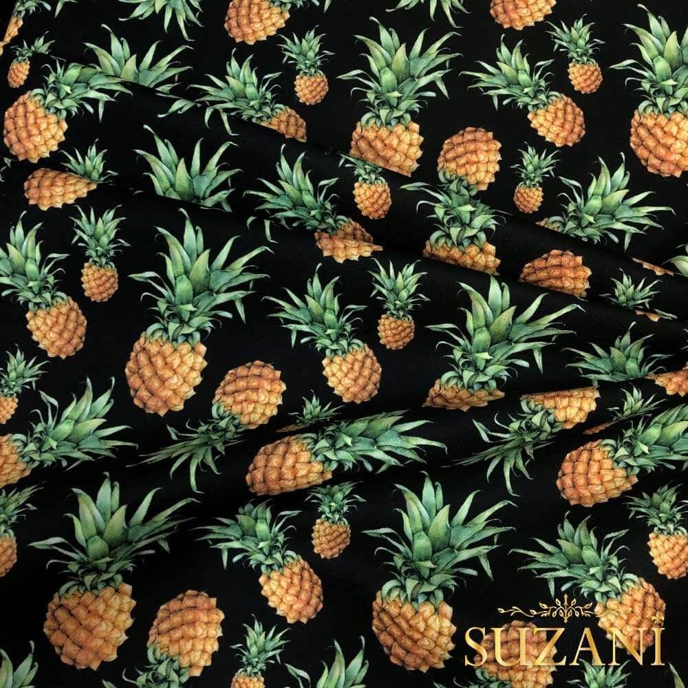 Ananas Desenli Dijital Baskılı Kumaş
