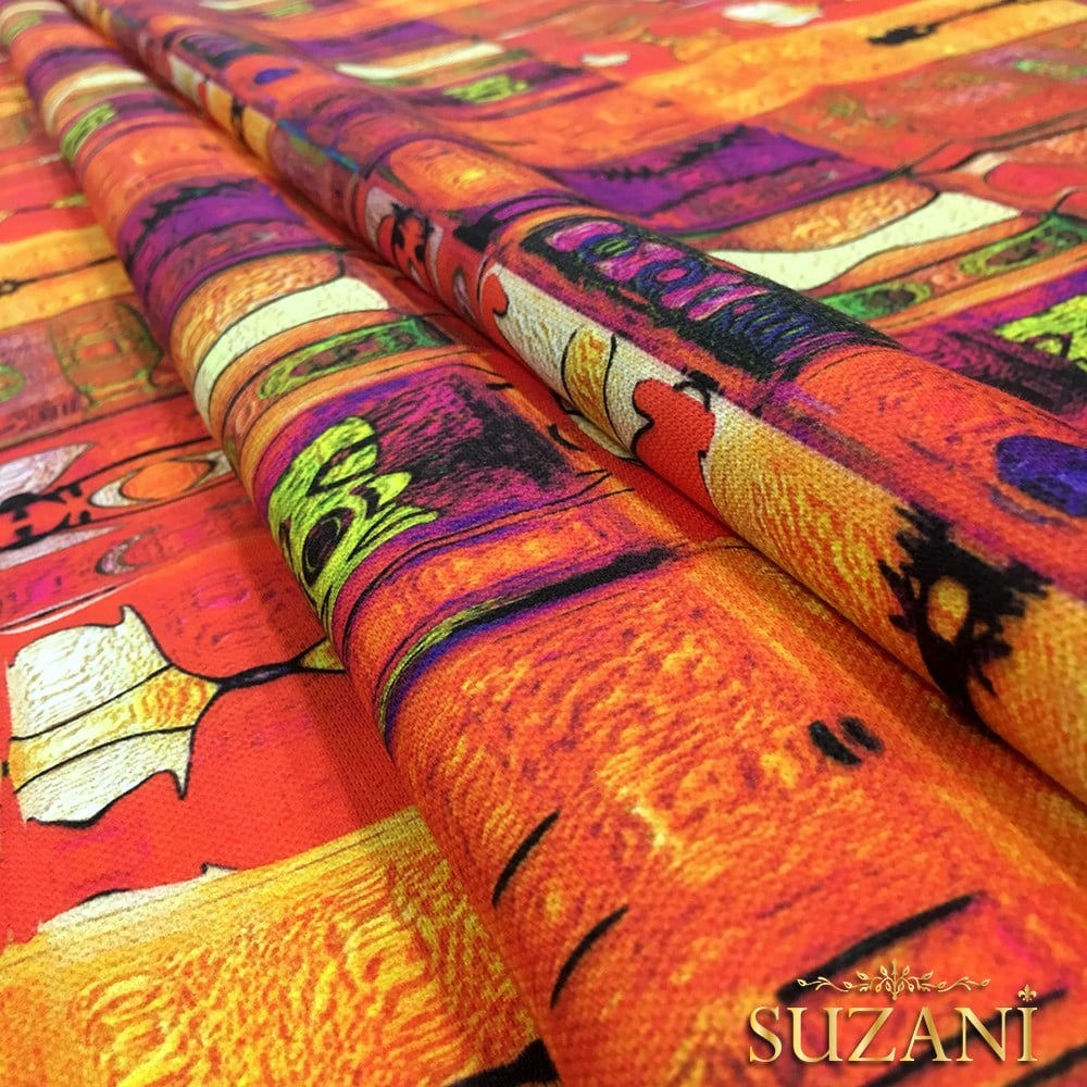 Ateş Patchwork Desenli Kumaş