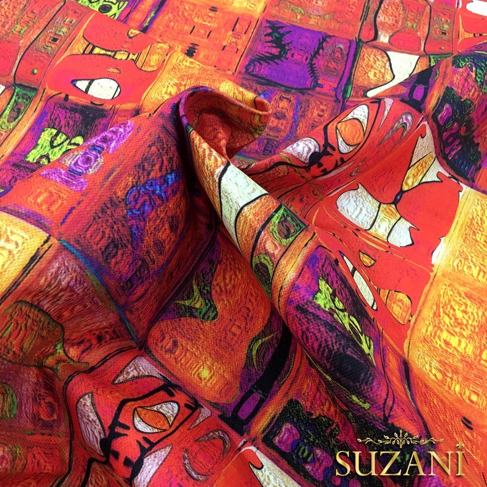 Ateş Patchwork Desenli Kumaş