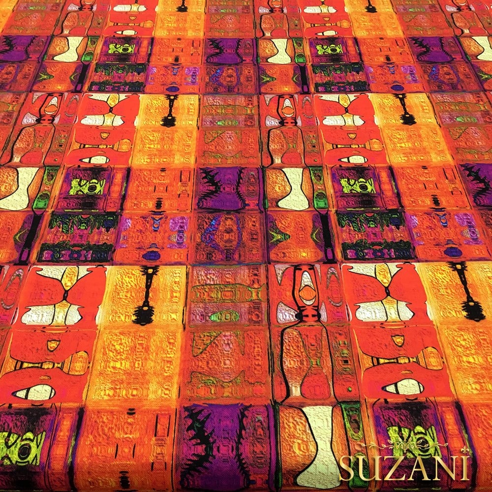 Ateş Patchwork Desenli Kumaş