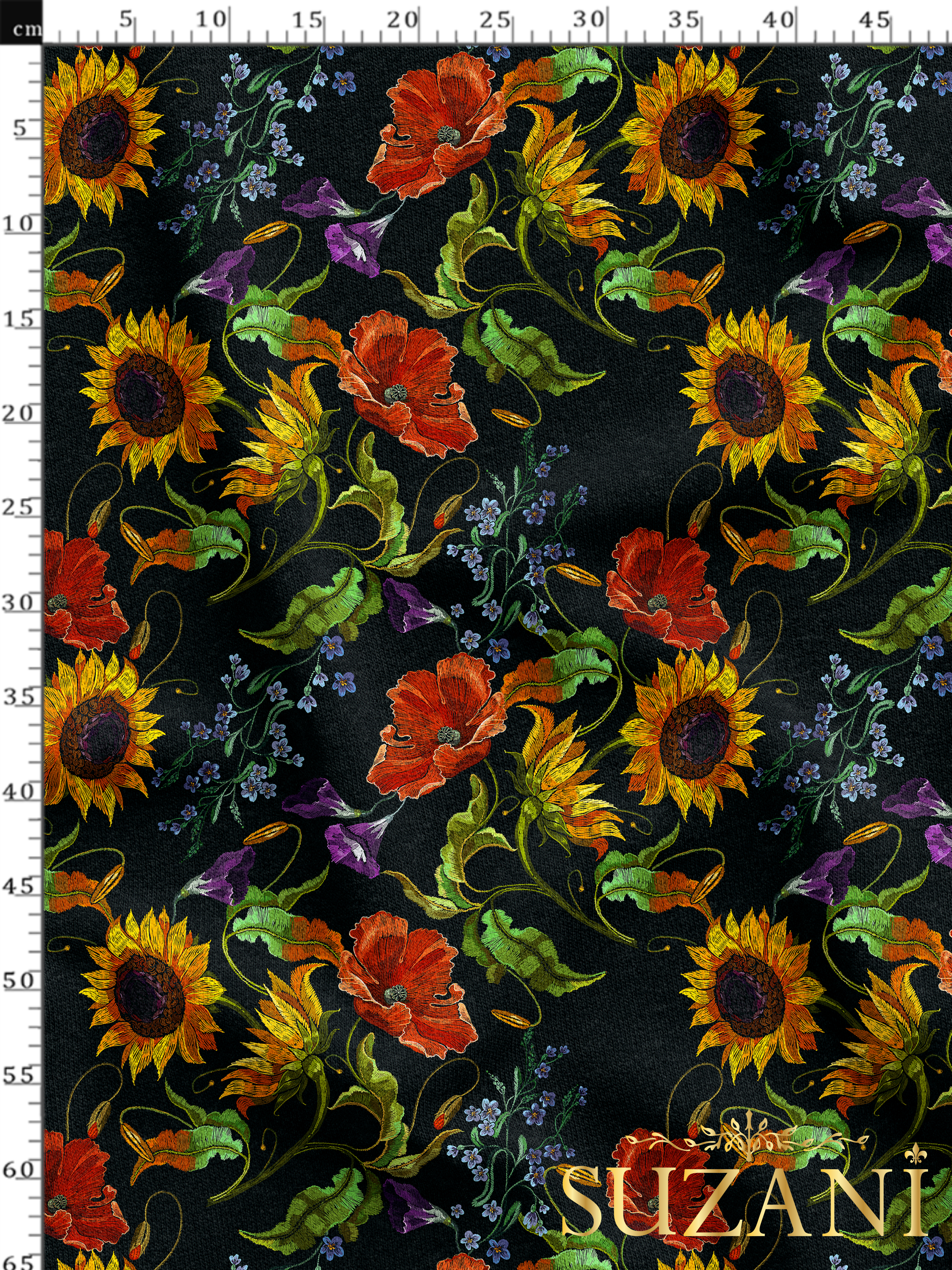 Ayçiçeği Desenli Dijital Baskılı Kumaş