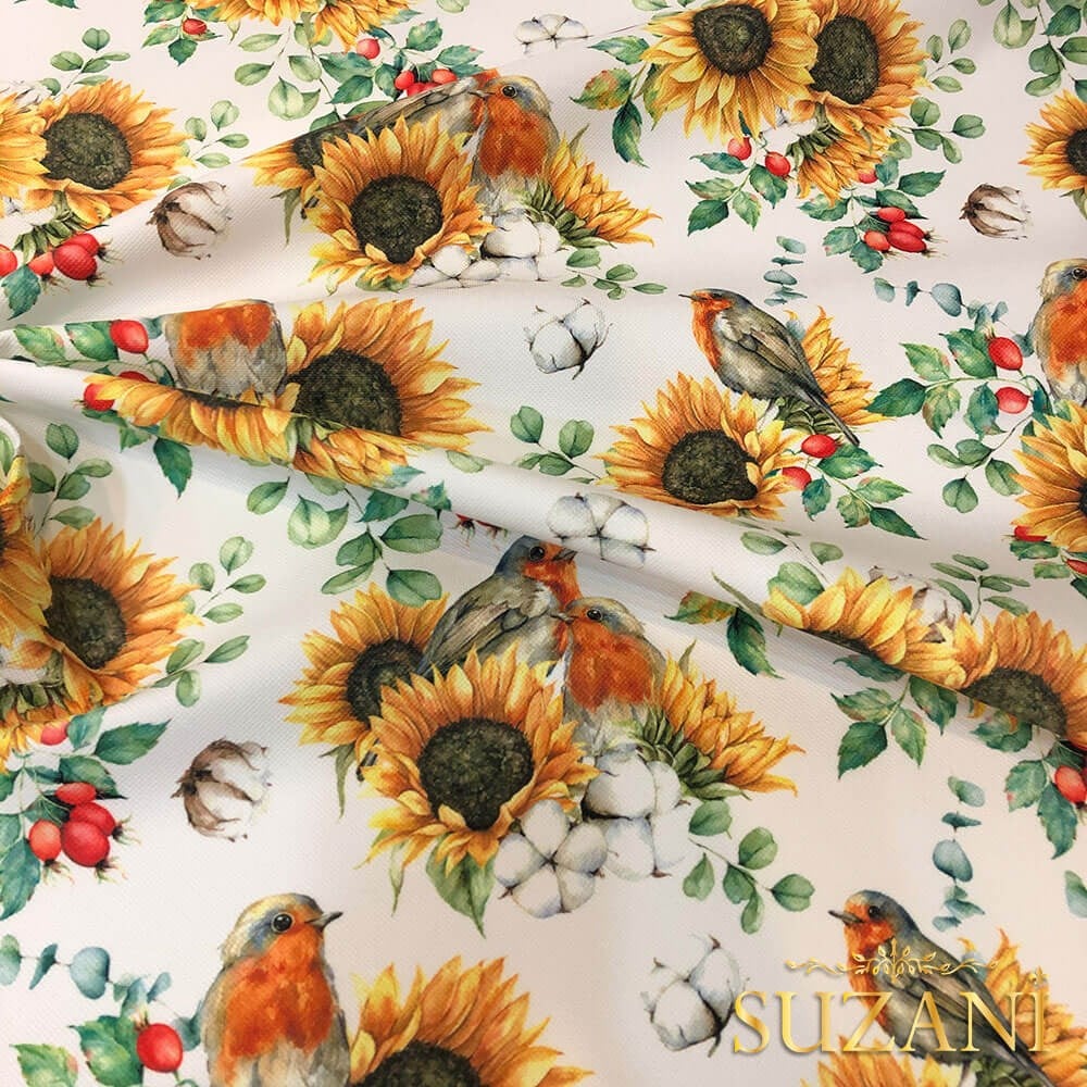 Ayçiçeği Desenli Dijital Baskılı Kumaş