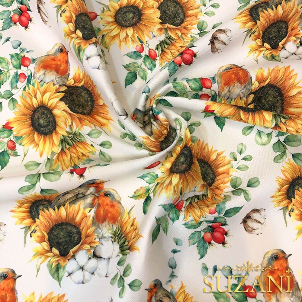 Ayçiçeği Desenli Dijital Baskılı Kumaş