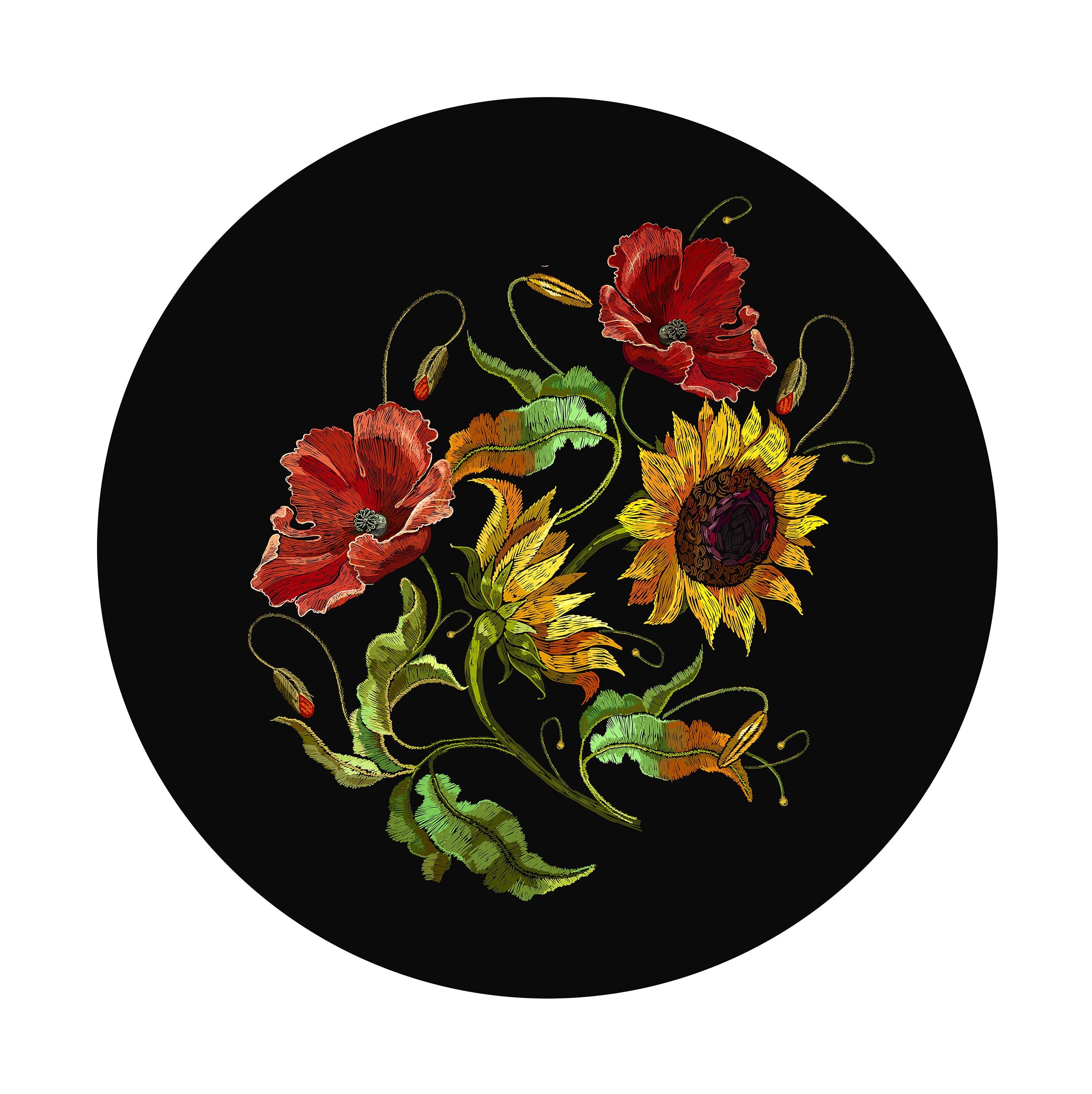 Ayçiçeği Desenli Dikişsiz 3'lü Supla Kumaşı