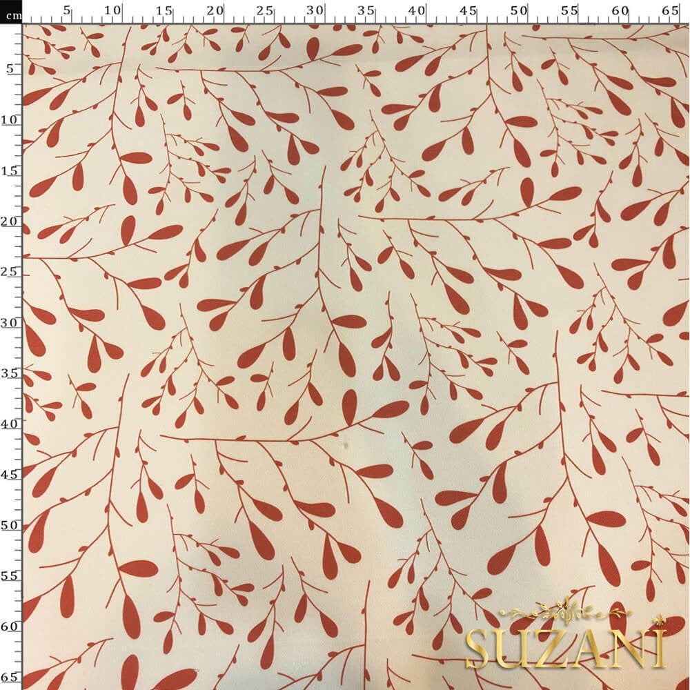 Bakır Minik Yaprak Desenli Dijital Baskılı Kumaş