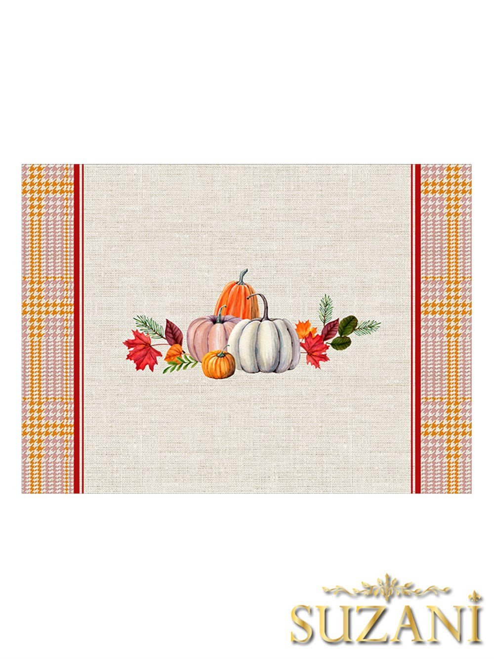 Balkabağı Desenli 3'lü Amerikan Servisi Kumaşı