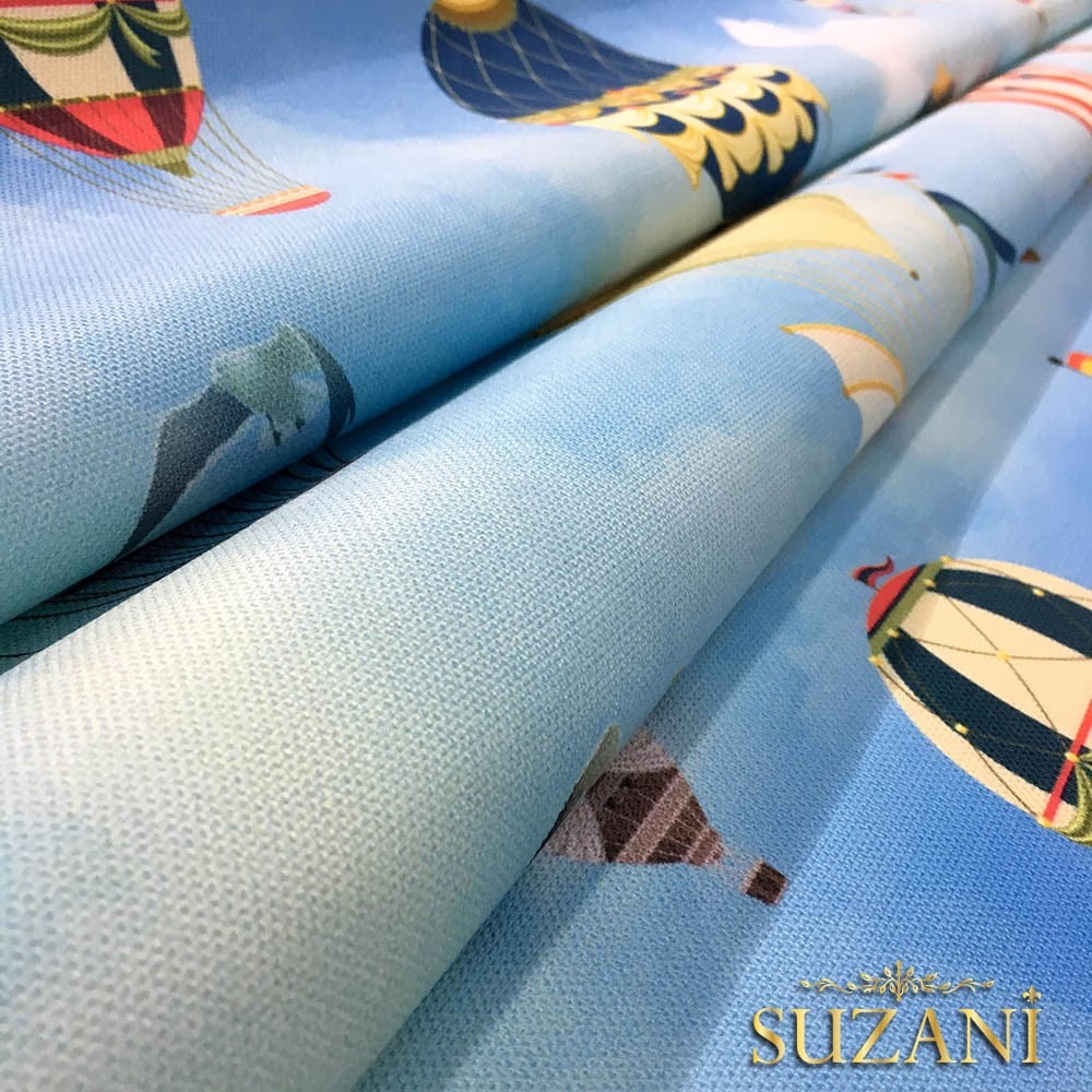 Balonla Seyahat Desenli Kumaş