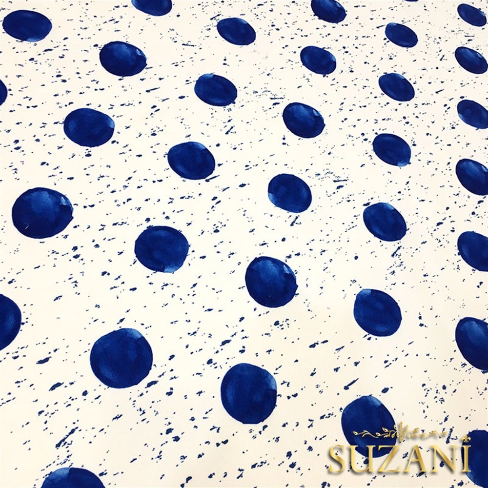 Batik Boya Mavi Puanlı Kumaş