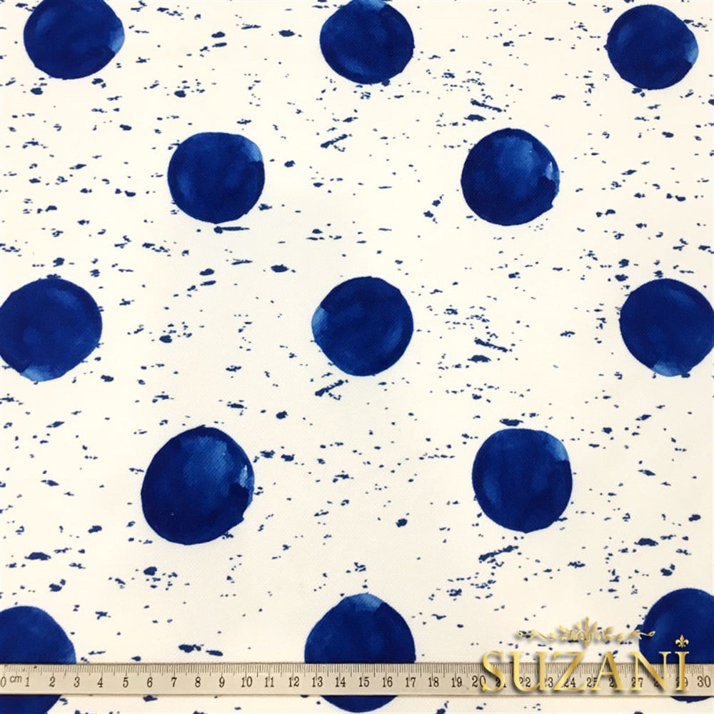 Batik Boya Mavi Puanlı Kumaş