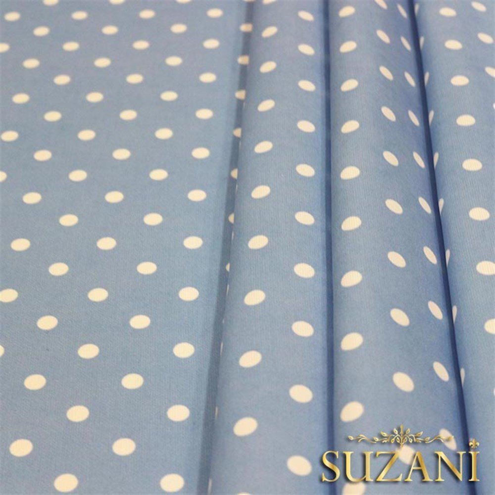 Bebe Mavi Zemin Küçük Puanlı Kumaş