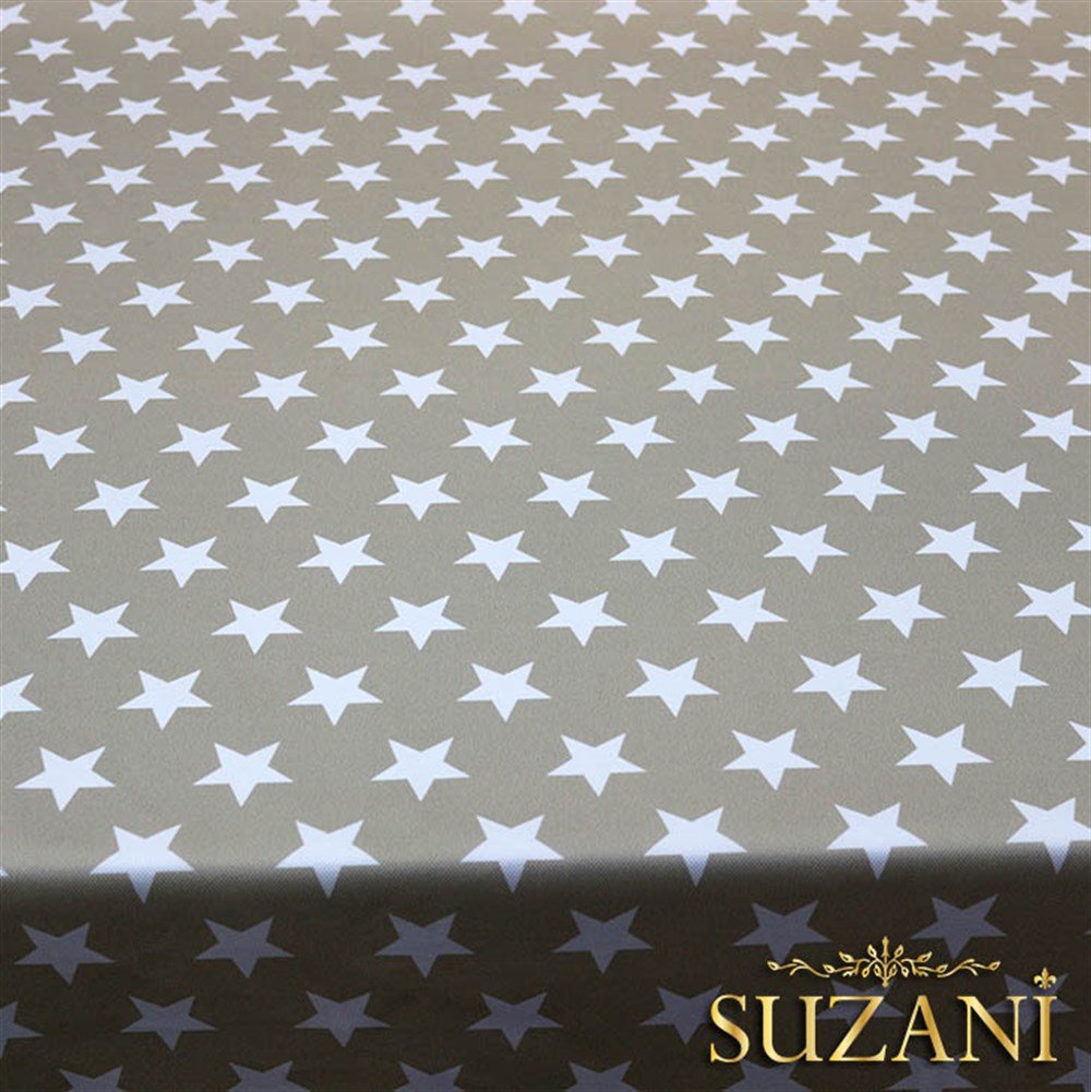 Bej Zemin Düz Yıldızlı Kumaş