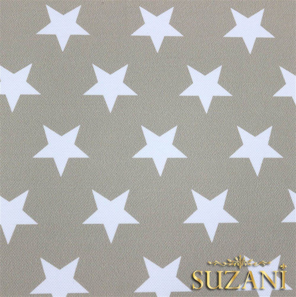 Bej Zemin Düz Yıldızlı Kumaş