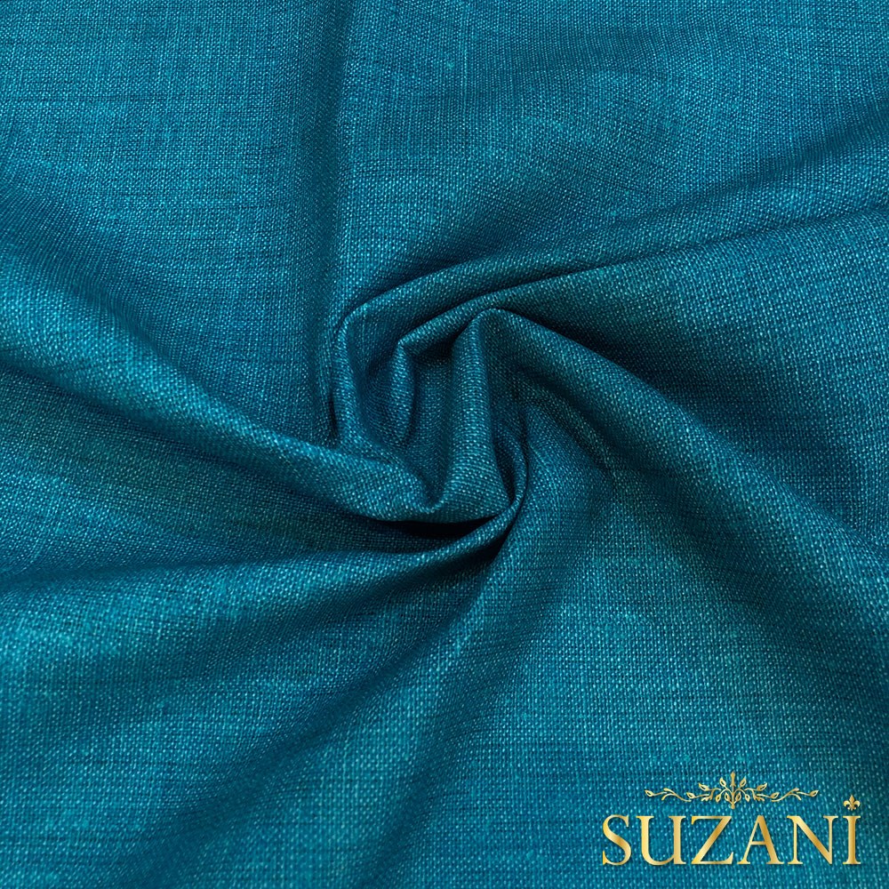 Berrak Mavisi Keten Görünümlü Dijital Baskılı Kumaş