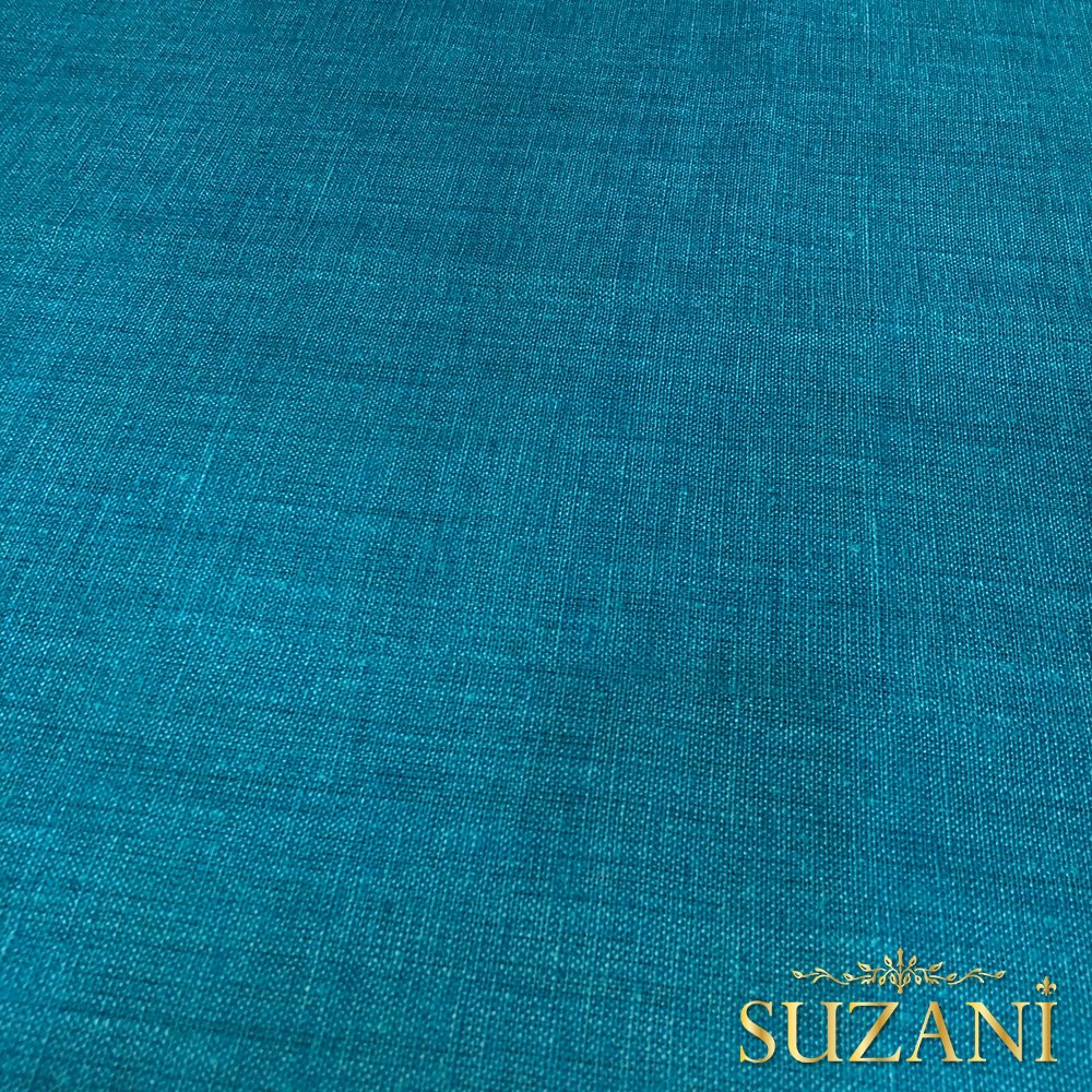 Berrak Mavisi Keten Görünümlü Dijital Baskılı Kumaş