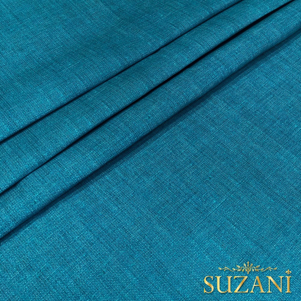 Berrak Mavisi Keten Görünümlü Dijital Baskılı Kumaş
