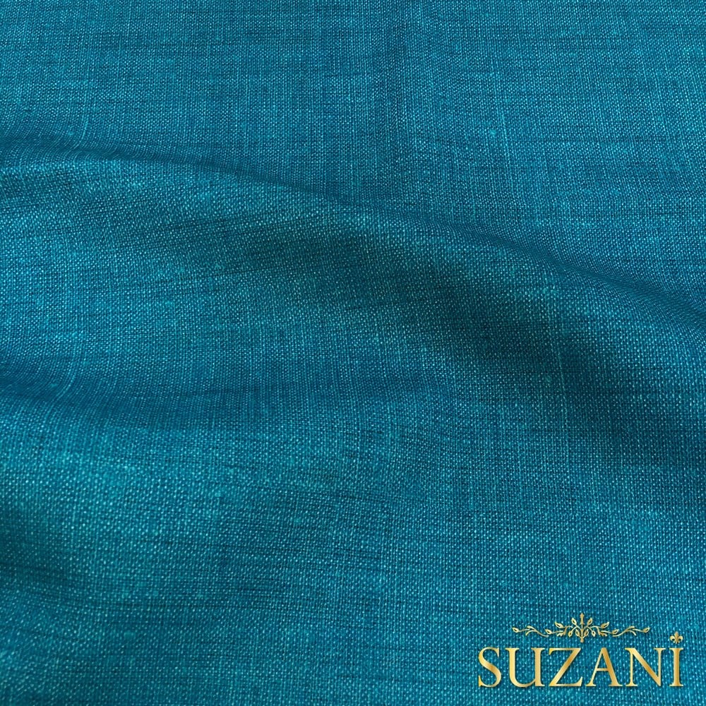 Berrak Mavisi Keten Görünümlü Dijital Baskılı Kumaş