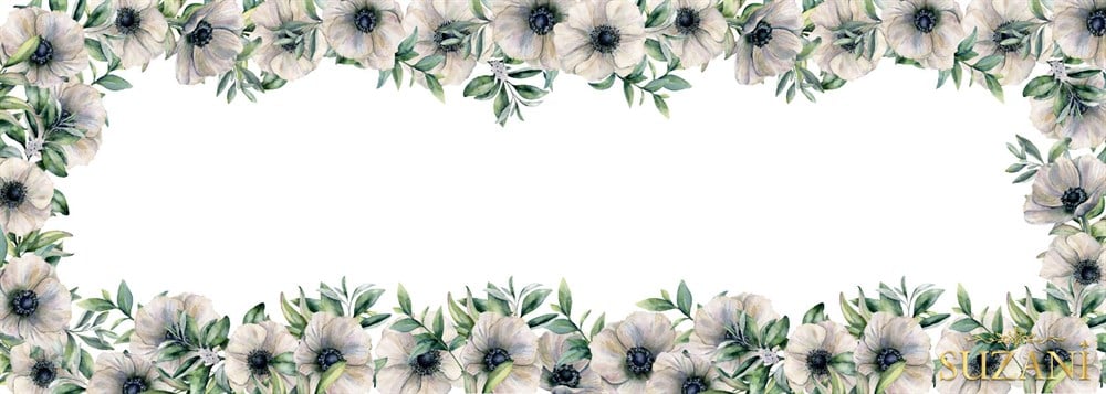 Beyaz Çiçek Desenli Runner Kumaşı