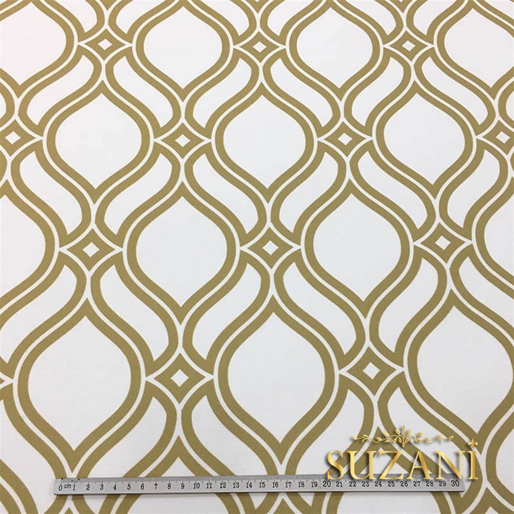 Beyaz Kahve Arabesk Desenli Kumaş