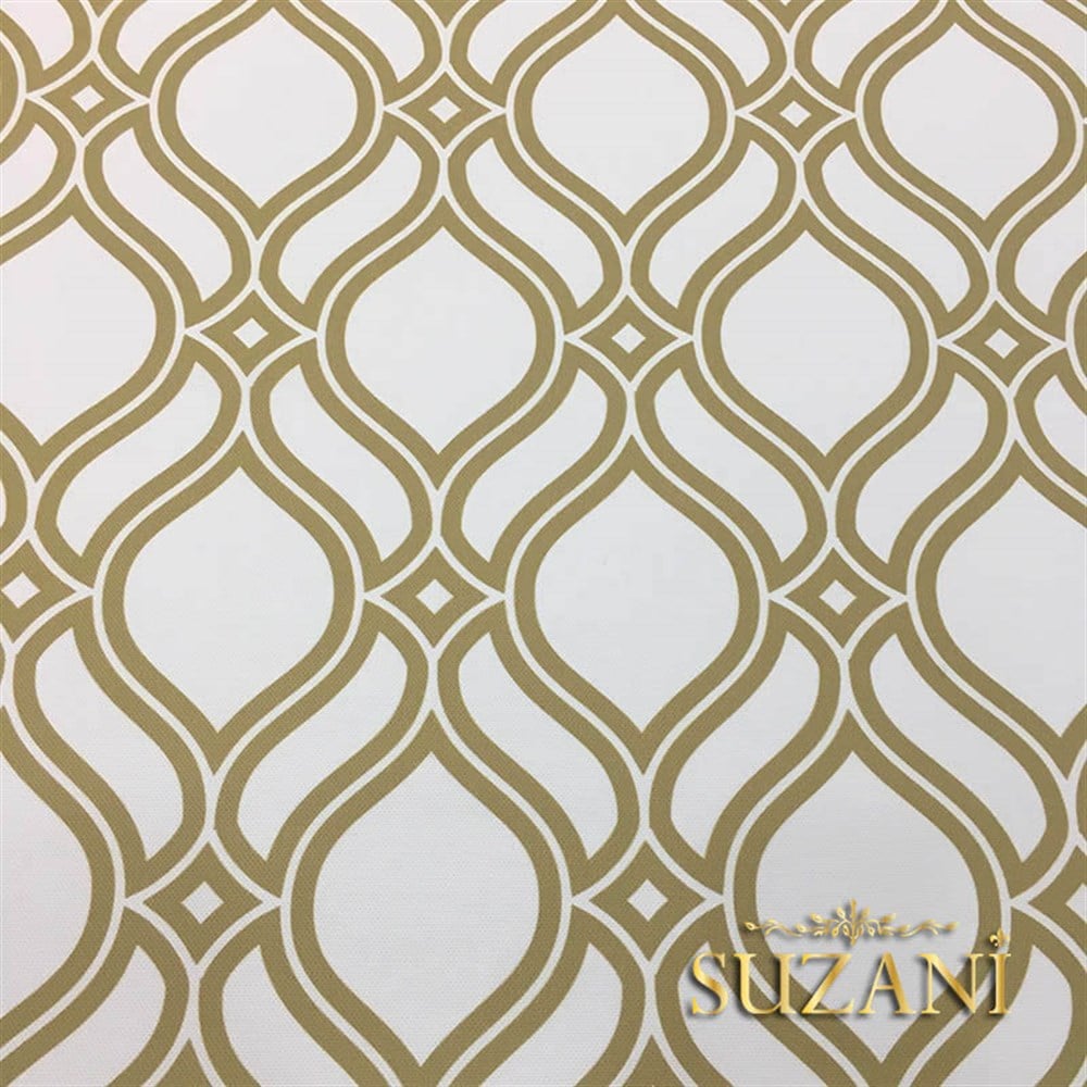 Beyaz Kahve Arabesk Desenli Kumaş