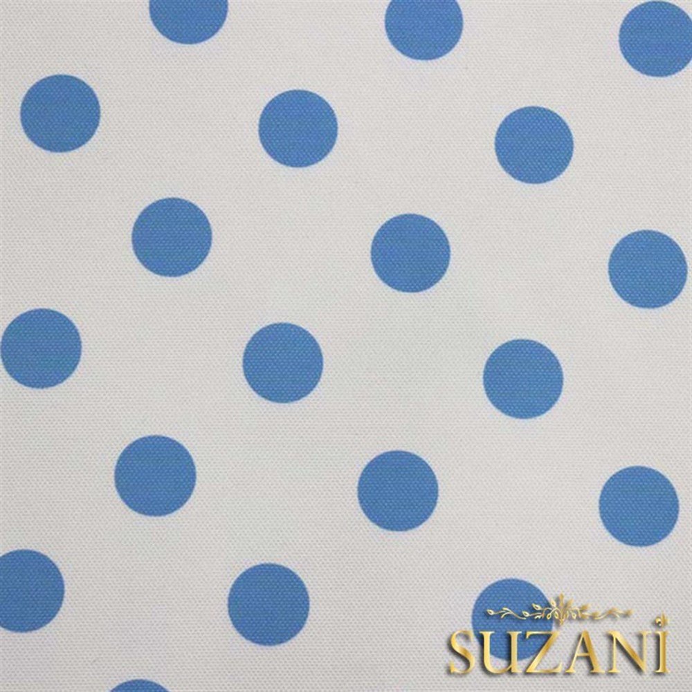 Beyaz Üzeri Mavi Büyük Puanlı Kumaş