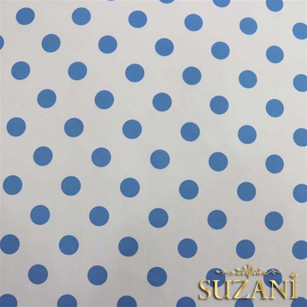 Beyaz Üzeri Mavi Büyük Puanlı Kumaş