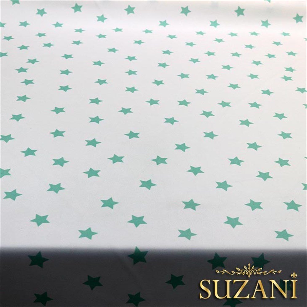 Beyaz Üzeri Mint Yıldızlı Kumaş