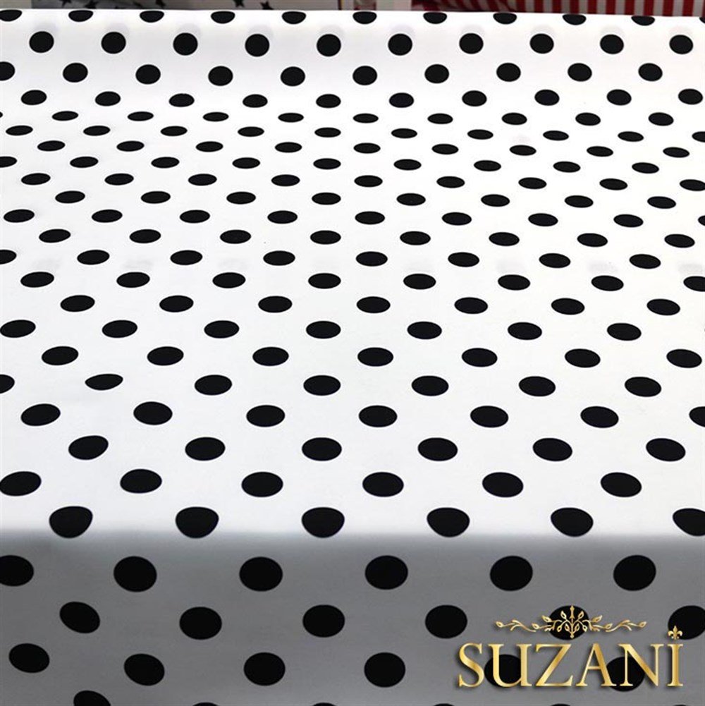 Beyaz Üzeri Siyah Büyük Puanlı Kumaş