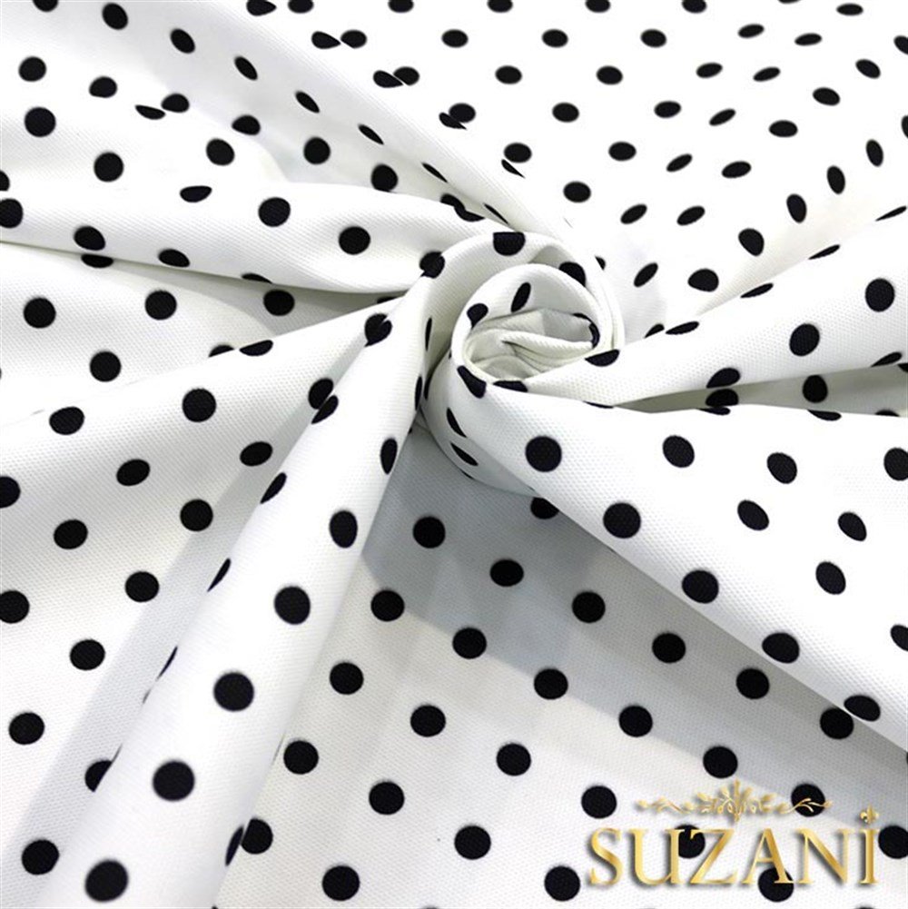 Beyaz Üzeri Siyah Küçük Puanlı Kumaş