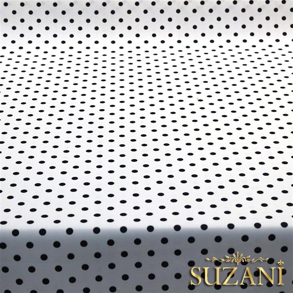 Beyaz Üzeri Siyah Küçük Puanlı Kumaş