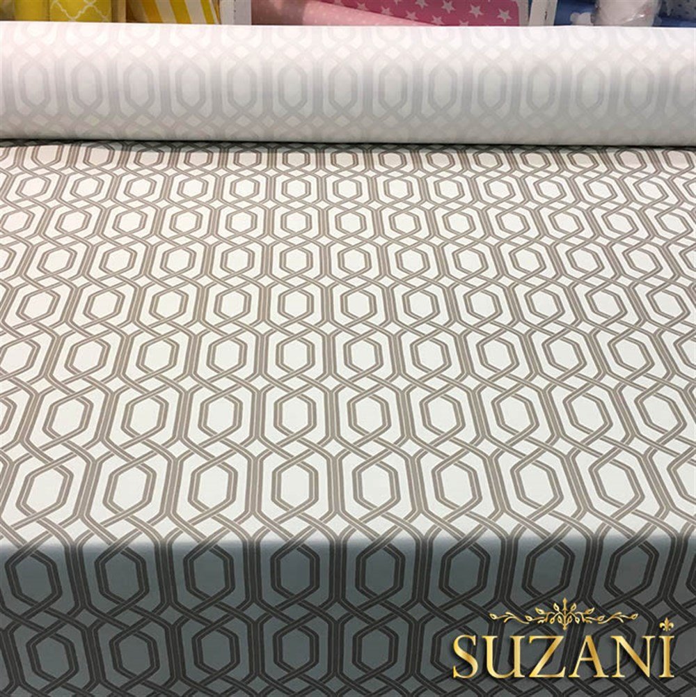 Beyaz Zemin Bej Rengi Örgü Desenli Kumaş